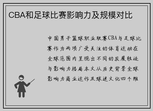 CBA和足球比赛影响力及规模对比